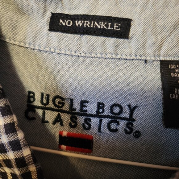 Men's XL Bugle Boy Classics Blue Check Short Sleeve Button Down Shirt - Picture 8 of 10